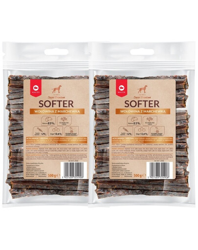 MACED Super Premium Softer Psí pamlsky hovězí s mrkví mini ekonomické balení 2x500 g