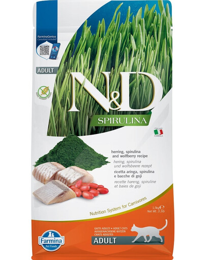 FARMINA N&D Spirulina Cat Adult Herring and Wolfberry 50g Kompletní krmivo pro dospělé kočky