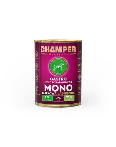 CHAMPER Gastro Jehněčí monoproteinové krmivo pro psy 400 g