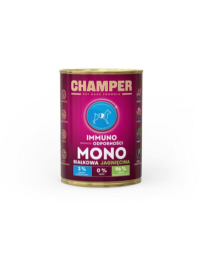 CHAMPER Immuno Jehněčí monoproteinové krmivo pro psy 400 g