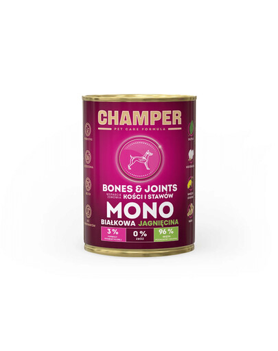 CHAMPER Bones Joints Jehněčí monoproteinové krmivo pro psy 400 g