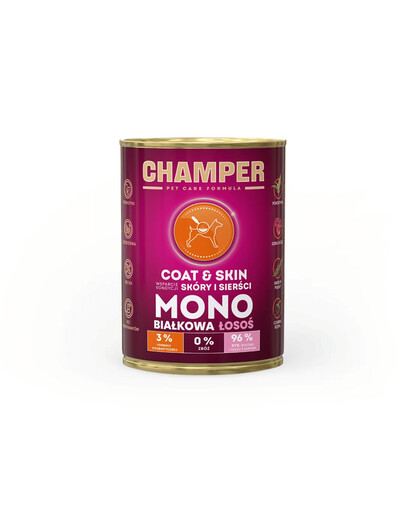 CHAMPER Coat Skin Losos monoproteinové krmivo pro psy 400 g