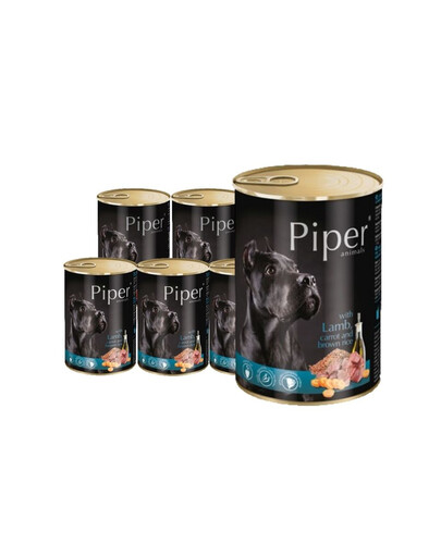 DOLINA NOTECI PIPER z jagnięciną, marchewką i brązowym ryżem mokra karma dla dorosłych psów 24x400 g