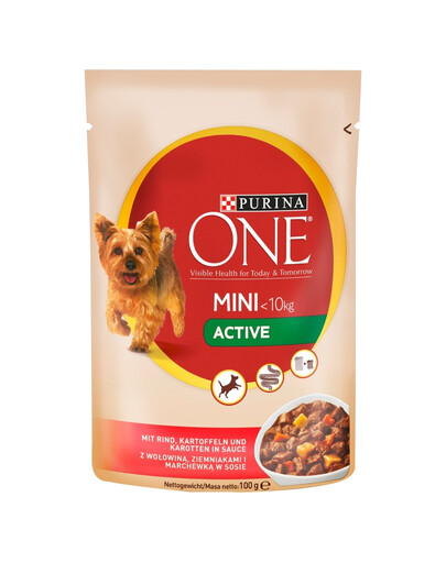 ONE Mini Active wołowina, ziemniaki w sosie 20 x 100 g dla psów aktywnych ras małych