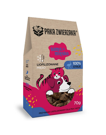 PAKA ZWIERZAKA Samo maso Pštros liofilizované maso pro psy a kočky 70 g