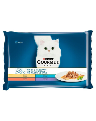 Perle Mini Fileciki w sosie  (indyk, tuńczyk, kaczka, jagnięcina) 4x85g mokra karma dla kotów