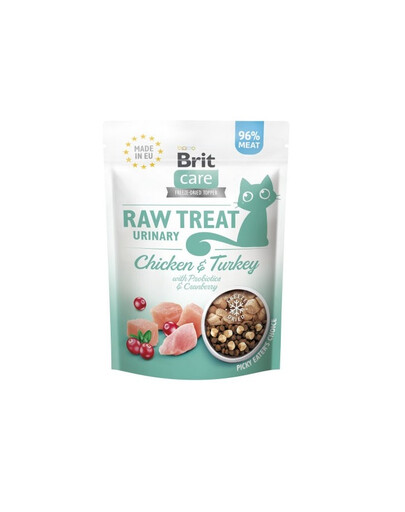 BRIT Care Raw Treat Freeze Dried Urinary Cat 40 g Lyofilizovaný pamlsek s kuřecím a krůtím masem a probiotiky pro kočky