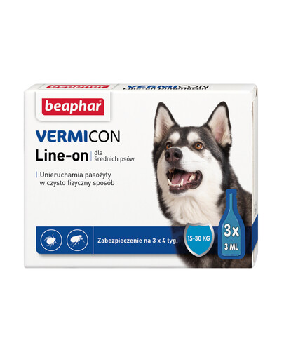 BEAPHAR Vermicon Line-On Dog M Kapky proti blechám a klíšťatům pro střední psy 3x3 ml