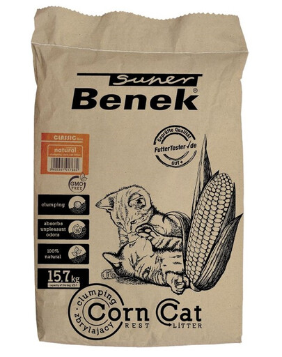 BENEK Super Corn Cat kukuřičné stelivo Natural 15,7 kg