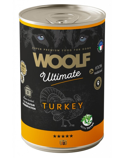 WOOLF Ultimate Adult Dog Turkey and Thyme 400g vlhká krmiva s krůtím masem a tymiánem pro psy