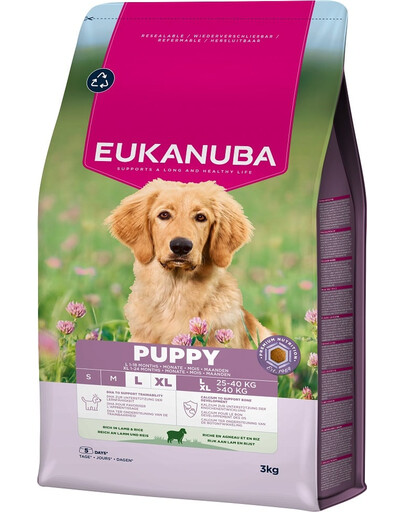 EUKANUBA Puppy Large Breeds Lamb Rice 3 kg krmivo pro štěňata velkých plemen bohatá na jehněčí maso a rýži