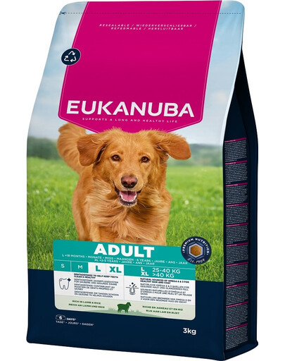 EUKANUBA Adult Large Breeds Lamb Rice 3 kg krmivo pro psy velkých plemen bohaté na jehněčí maso a rýži