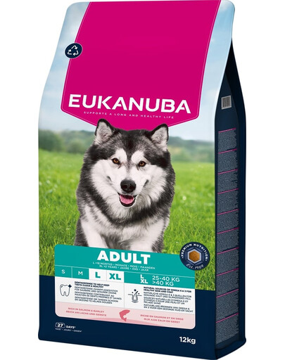 EUKANUBA Adult Large Breeds Salmon Barlej 12 kg krmivo pro psy velkých plemen bohaté na lososa a ječmen
