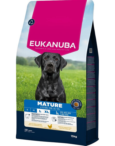 EUKANUBA Mature Large Breeds Chicken 15 kg krmivo pro dospělé psy velkých plemen bohaté na čerstvé kuřecí maso