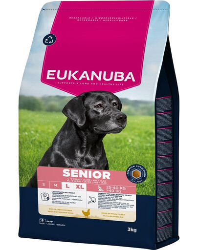 EUKANUBA Senior Large Breeds Chicken 3 kg krmivo pro starší psy velkých plemen bohaté na čerstvé kuřecí maso