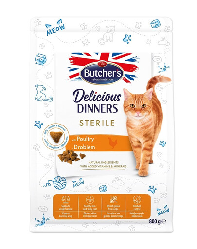 BUTCHER'S Functional Cat Indoor dla kotów niewychodzących z drobiem 800 g
