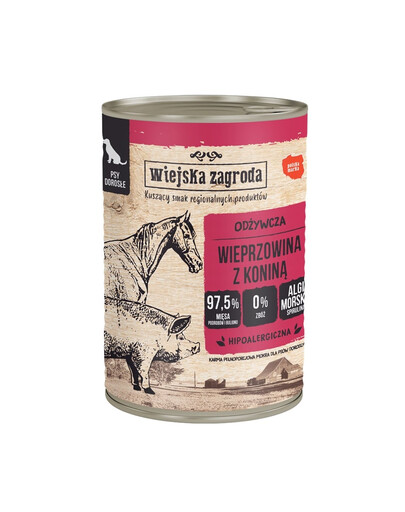 WIEJSKA ZAGRODA Vepřové maso s koňským masem, krmivo pro psy 400 g