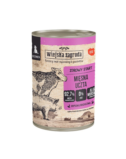 WIEJSKA ZAGRODA hovězí konzerva pro štěňata 400 g