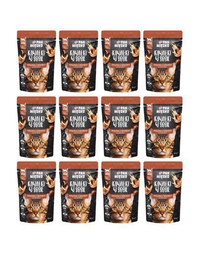 PAN MIĘSKO telecí kousky s jelenem v omáčce pro kočky 12x85 g