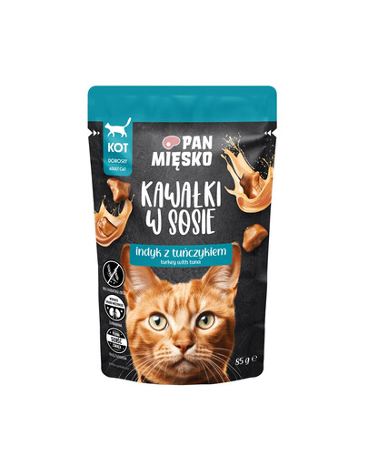 PAN MIŠKO Kousky v omáčce krůta s tuňákem krmivo pro kočky 85 g