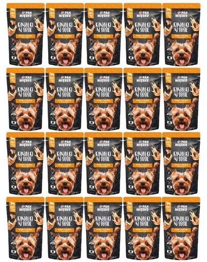 PAN MIĘSKO krůta s kachnou pro psy kousky v omáčce 20x150 g