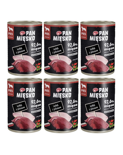 PAN MIĘSKO Krůta s jelenem, krmivo pro psy 6x400 g