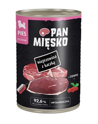 PAN MIĘSKO Vepřové maso s kachnou - krmivo pro štěňata 400 g