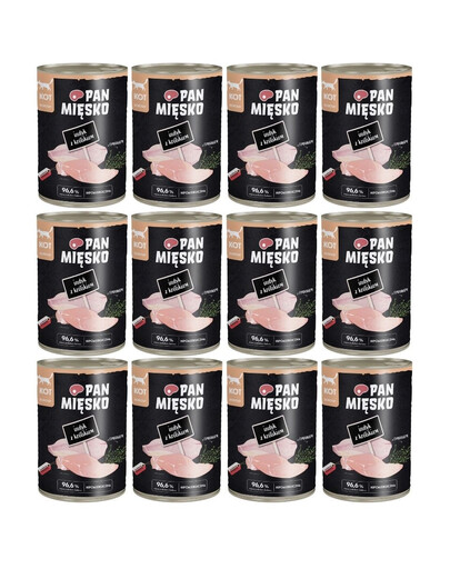 PAN MIĘSKO Krůta s králíkem pro kočky 12x400 g