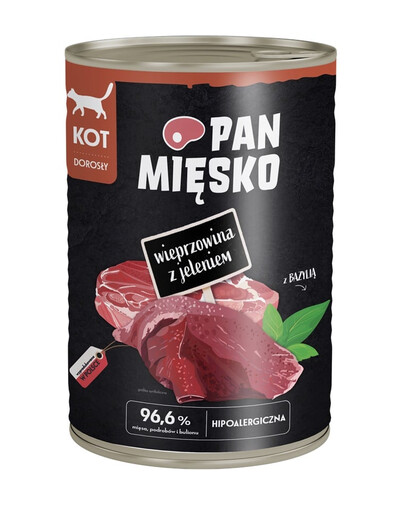 PAN MIĘSKO Vepřové maso s jelenem, krmivo pro kočky 400 g