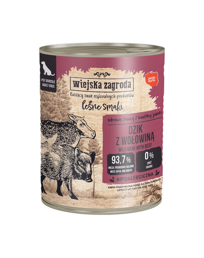 WIEJSKA ZAGRODA Lesní chutě Kančí s hovězím krmivo pro psy 800 g