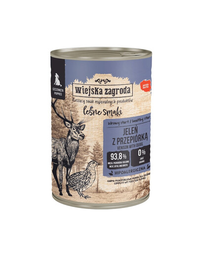 WIEJSKA ZAGRODA Lesní chutě jelen s křepelkou, krmivo pro štěňata 400 g