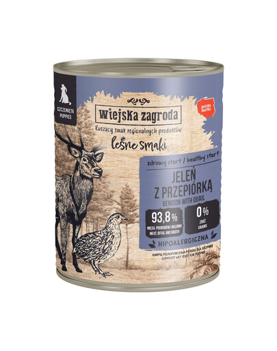 WIEJSKA ZAGRODA Lesní chutě jelen s křepelkou krmivo pro štěňata 800 g
