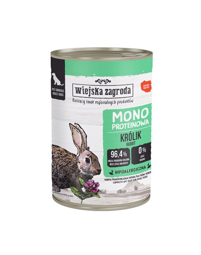 WIEJSKA ZAGRODA Monoproteinové krmivo pro psy s králíkem 400 g