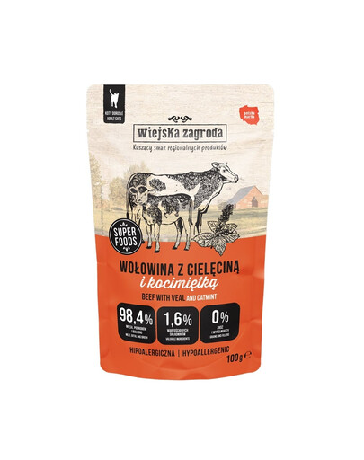 WIEJSKA ZAGRODA Superfoods Hovězí s telecím a kozlíčkem lékařským 100 g