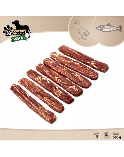 Paski z kaczki i dorsza 500 g przysmak dla psa