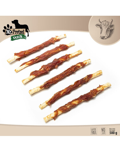 MR. PRETZEL Tyčinka obalená hovězím masem 500 g pamlsek pro psa
