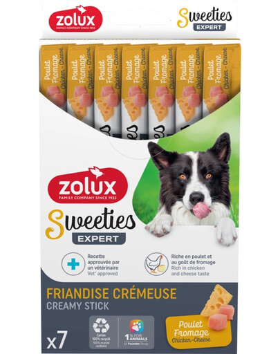 ZOLUX SWEETIES Pamlsek krémový pro psa s kuřetem a sýrem 7x14g