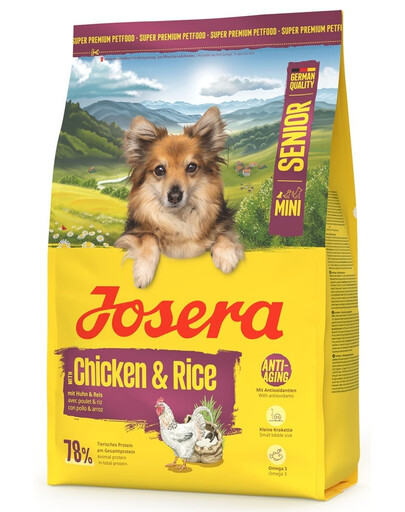 JOSERA Mini Senior Chicken and Rice 3kg bezglutenové krmivo pro starší psy malých plemen