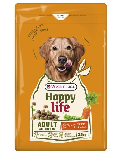 VERSELE-LAGA Happy Life Adult with Beef flavour 2,5kg krmivo pro psy s příchutí hovězího masa