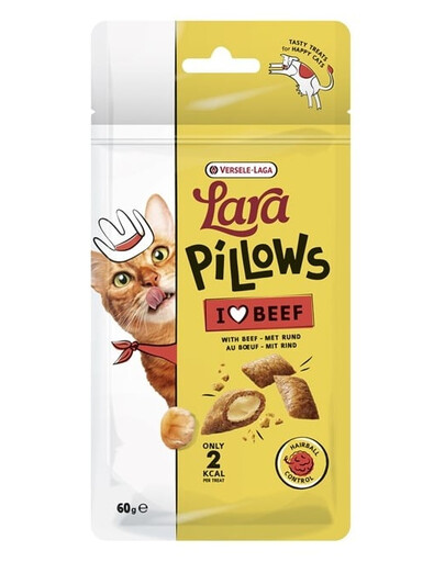 VERSELE-LAGA Lara Snack Pillows with Beef Hairball Control 60g pamlsek podporující eliminaci chlupových koulí