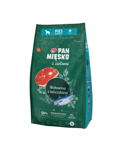 PAN MIĘSKO hovězí s tuňákem pro malá plemena s bylinkami S 2x9 kg