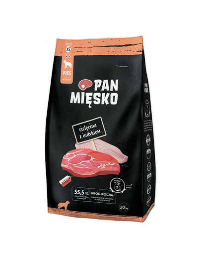 PAN MIĘSKO telecí křupky s krůtou pro psy XS 2x20 kg