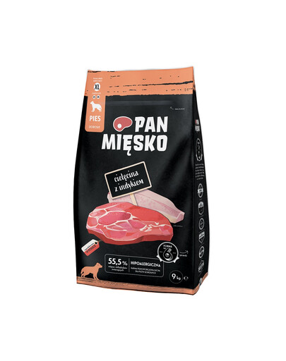 PAN MIĘSKO telecí křupky s krůtou pro psy XL 2x9 kg