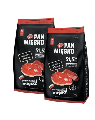 PAN MEAT Hovězí křupky s kozím masem pro psy M 2x20 kg
