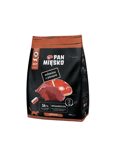 PAN MIŠKO Hovězí s jelenem pro kočky křupky M 400 g