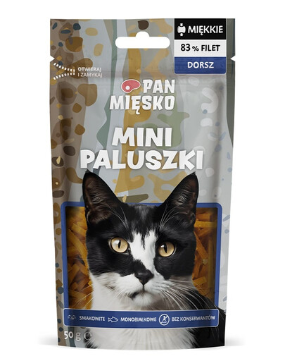 PAN MIĘSKO Mini tresčí tyčinky - lahůdka pro kočky 50 g