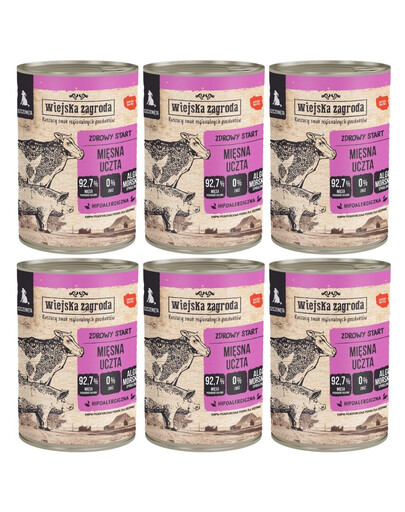 WIEJSKA ZAGRODA Masová hostina mokré krmivo pro štěňata 6x400 g