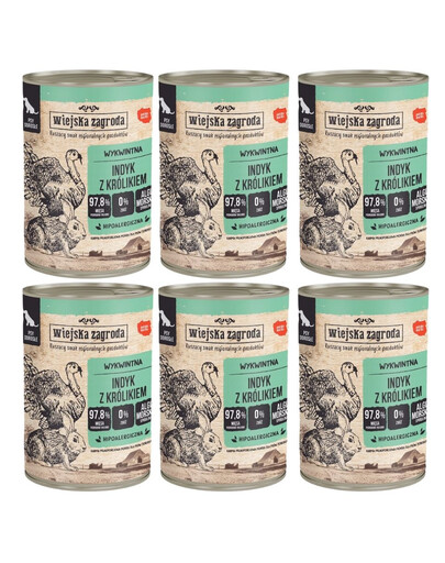 Mokré krmivo pro psy s krůtou a králíkem 6x400 g