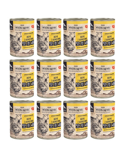 WIEJSKA ZAGRODA s jehněčím konzervy pro psy 12x400 g