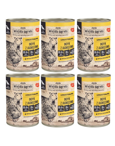 Mokré krmivo pro psy s krůtou a jehněčím 6x400 g